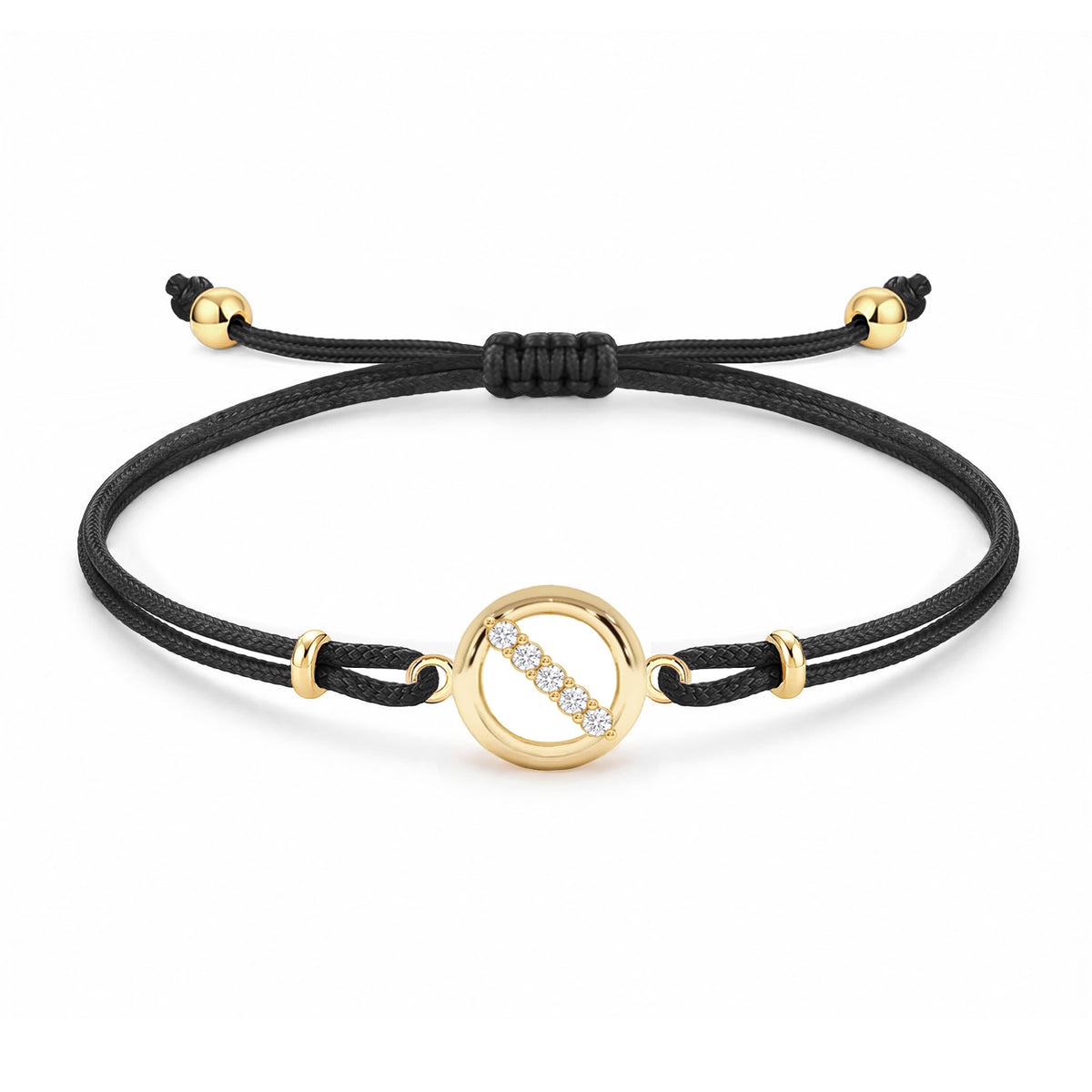 14K Gold Diamond Circle Link Cord Bracelet
