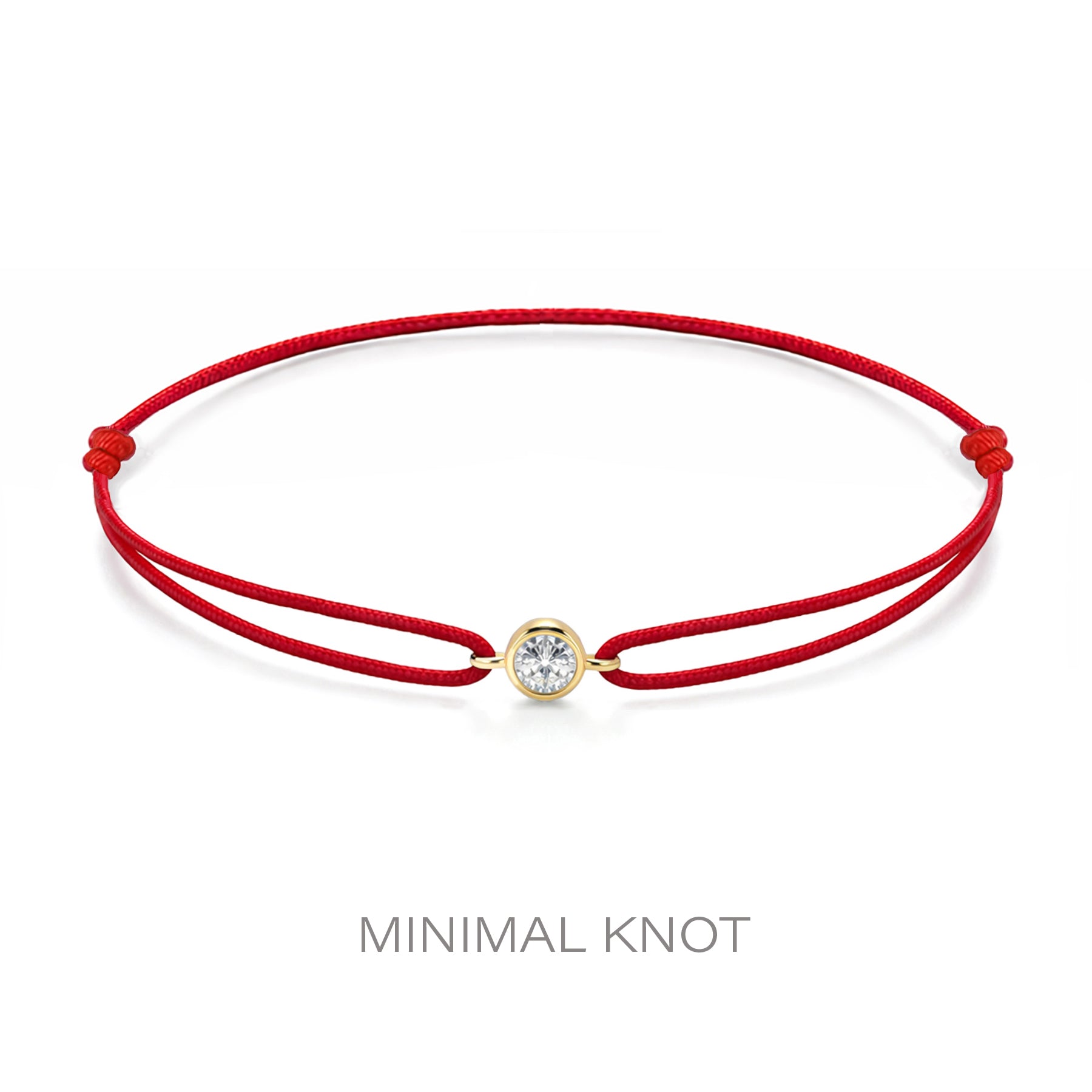 14K Solid Gold Solitaire Diamond Red String Bracelet