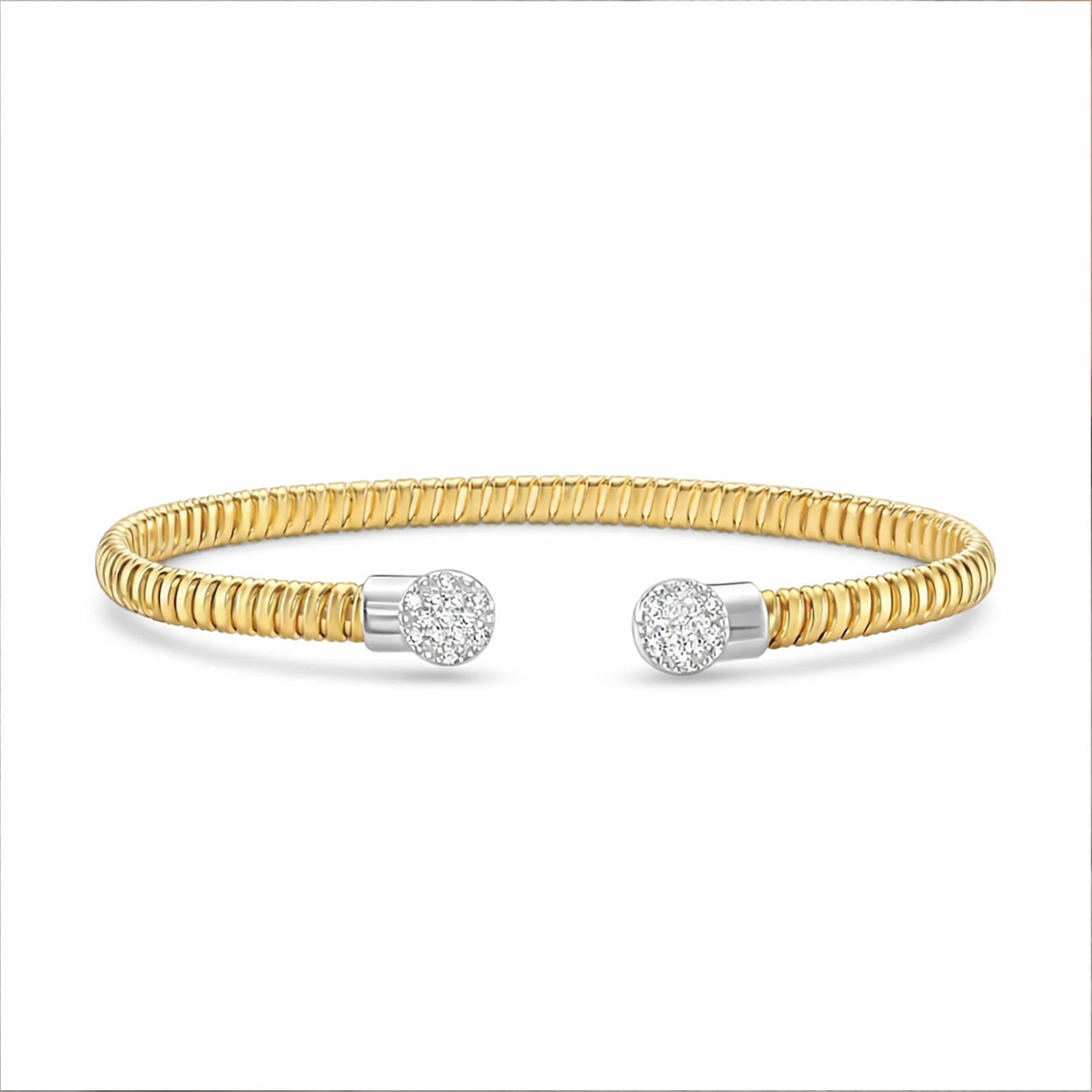 14K Solid Gold Three Station Diamond Tubogas Bracelet