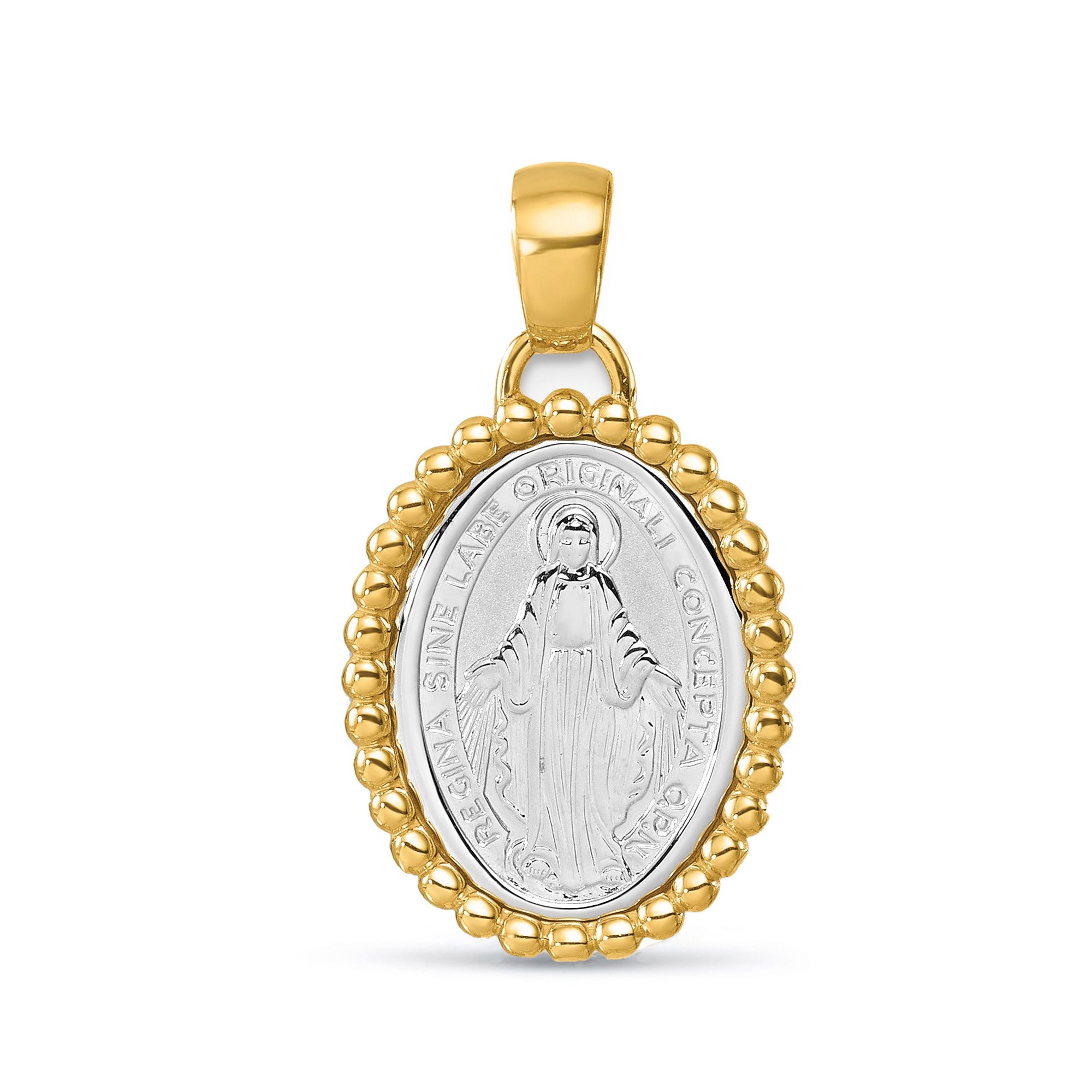 18k Solid Gold Virgin Mary Miraculous Medallion Pendant