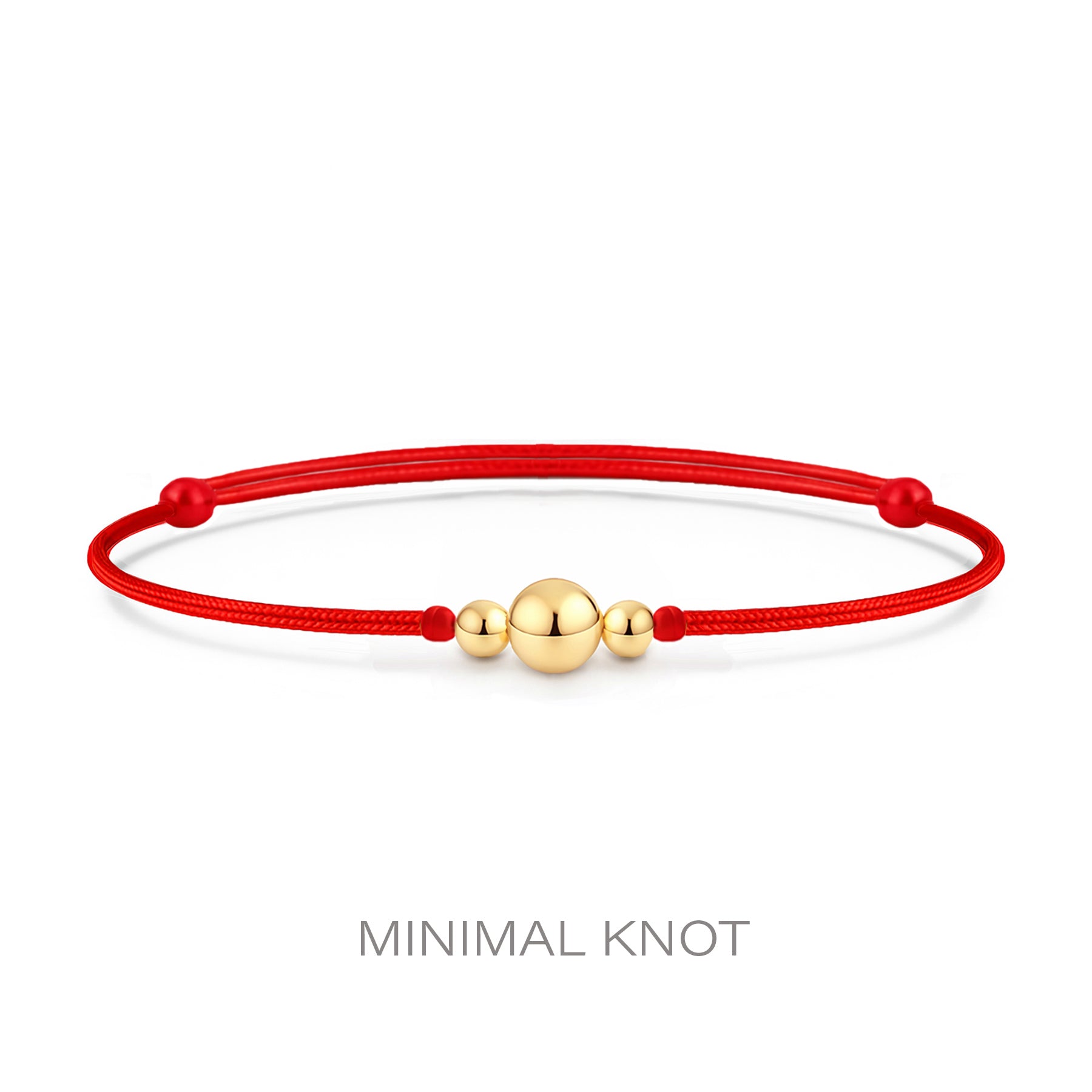 14K Solid Gold Beaded Red String Bracelet Kabbalah Good Luck Protection